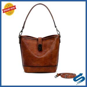 Leather Crossbody Bag Hobo Purse Adjustable Strap Bucket Handbag Women